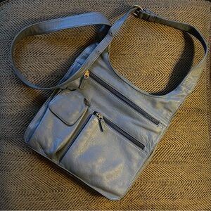 HP JP Ourse & Cie Crossbody Traveler Gray Leather Bag VTG